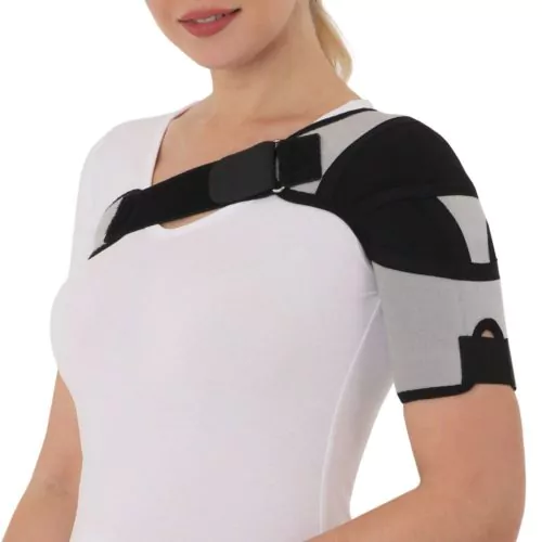 А-600 Бандаж для плечевого сустава  с аппликаторами  биомагнитными  медицинскими  – «Крейт»  (№4, черно-серый)