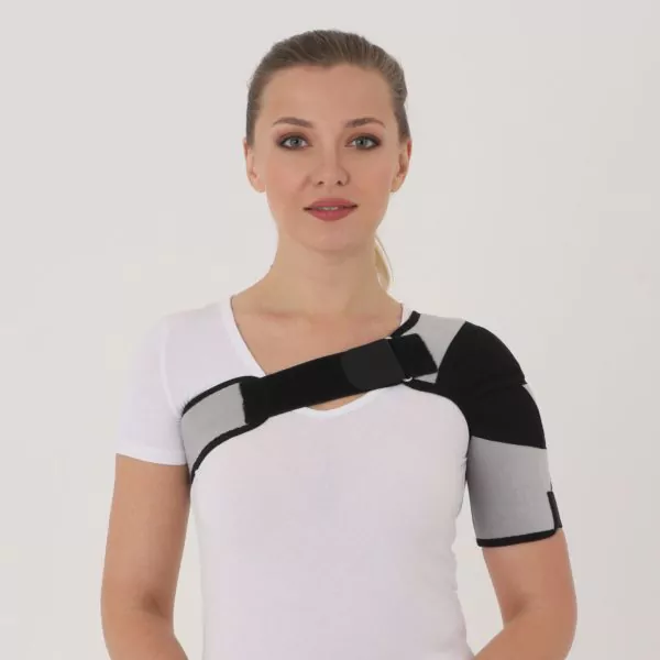 А-600 Бандаж для плечевого сустава  с аппликаторами  биомагнитными  медицинскими  – «Крейт»  (№2, черно-серый)